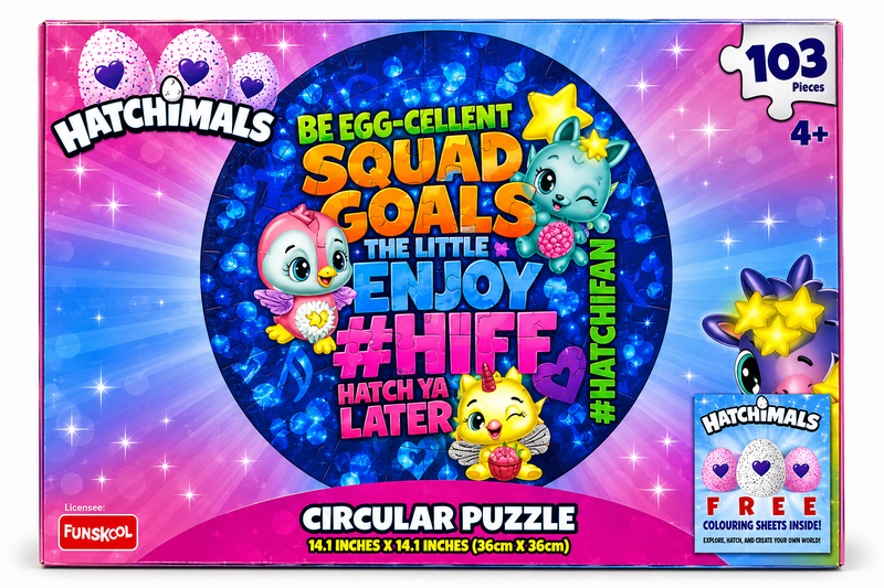 Hatchimals Squads Egg-Cellent Things Circular Jigsaw Puzzle – 103 Pieces