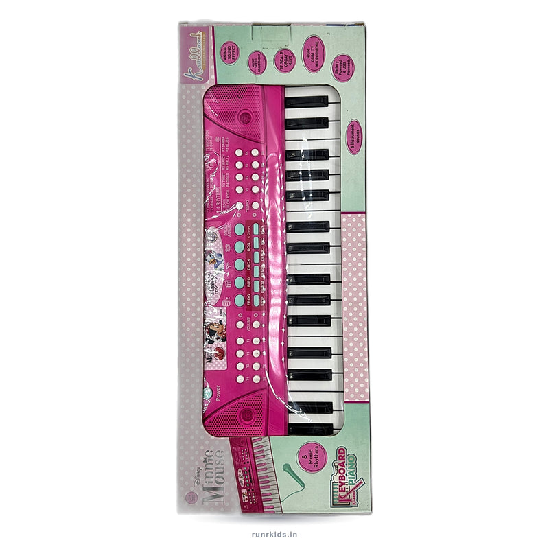 Disney Minnie Mouse Electronic Keyboard Piano for Kids – 8 Music Rhythms, 8 Instrument Sounds & Microphone