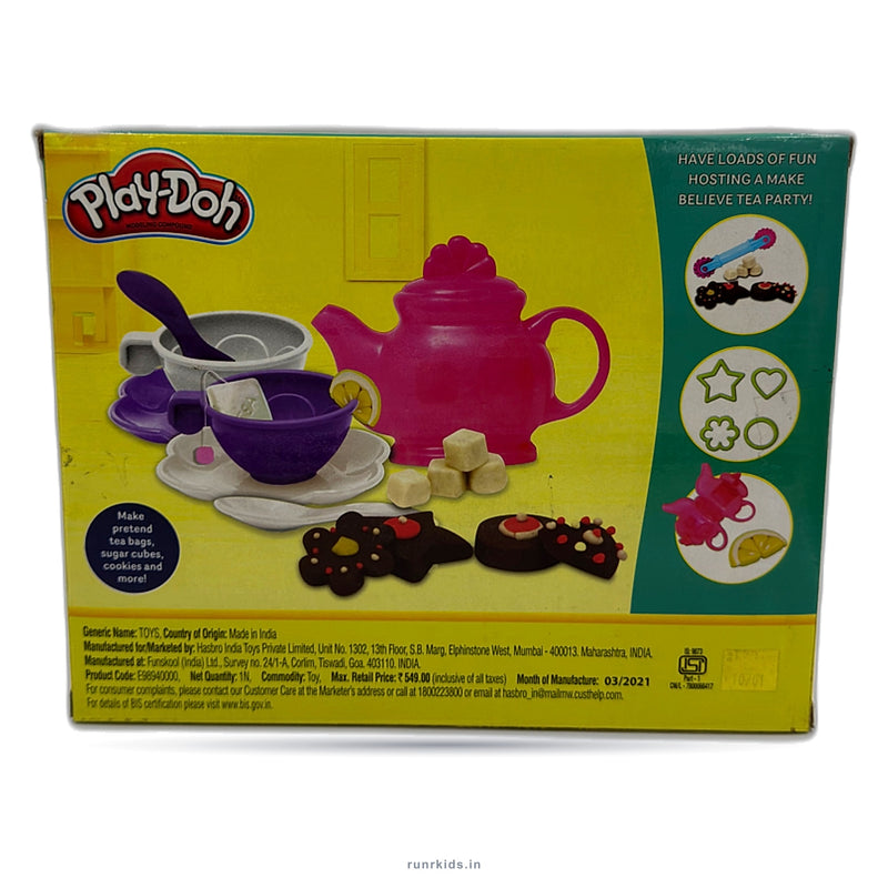 Play Doh Tea for Two Playset for Kids 3 Years and above with 3 Non Toxic Colors Multicolor (10 Pieces) Sweet Treats Playset for Kids