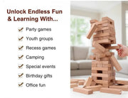 Zenga Wooden Blocks – Classic Stacking Game | 54 Wooden Blocks for Kids & Family Fun