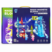 DIGE Magic Magnetic Blocks – 80 Pcs Magnetic Marble Run Set with Electric, Music & Light Features for Kids