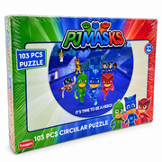 PJ Masks Circular Jigsaw Puzzle – 103 Pieces, Kids' Puzzle Featuring Catboy, Owlette & Gekko, Ages 4+