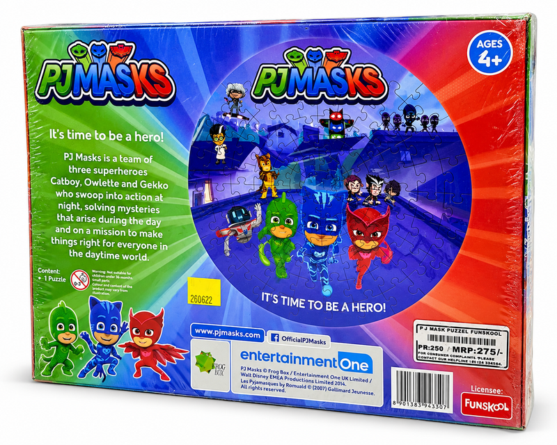 PJ Masks Circular Jigsaw Puzzle – 103 Pieces, Kids' Puzzle Featuring Catboy, Owlette & Gekko, Ages 4+
