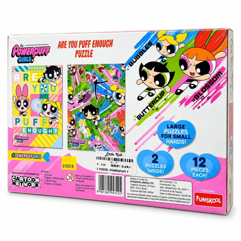Cartoon Network The Powerpuff Girls 2-in-1 Jigsaw Puzzle Set with Free Sticker Sheet – Educational Puzzle.