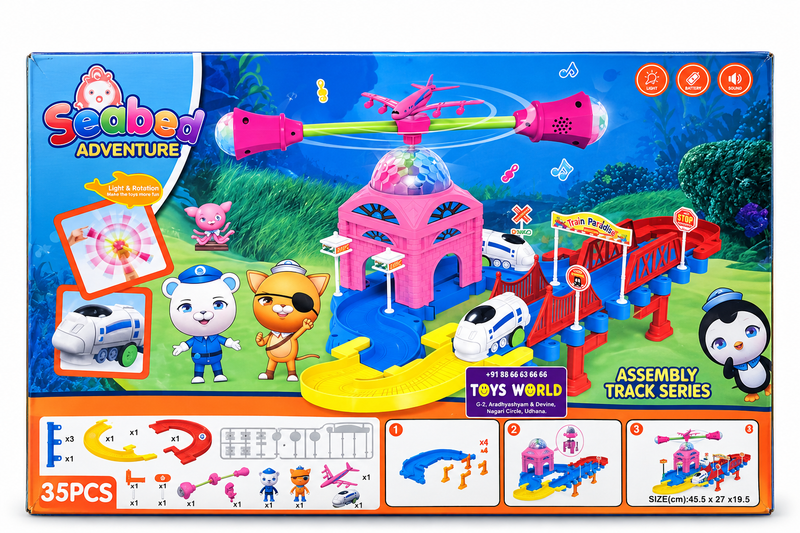 Seabed Adventure Assembly Track Series – 35 Pieces Toy Train Track Set for Kids