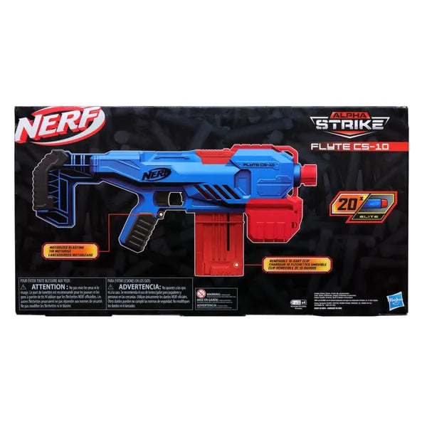Nerf Alpha Strike Flyte Cs 10 Motorised Blaster 10 Dart Clip Fed Blasting 20 Official Nerf Elite Darts Toys for Kids, Teens, Adults, Toys for Boys & Girls,Multicolor