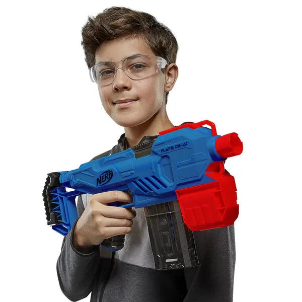 Nerf Alpha Strike Flyte Cs 10 Motorised Blaster 10 Dart Clip Fed Blasting 20 Official Nerf Elite Darts Toys for Kids, Teens, Adults, Toys for Boys & Girls,Multicolor