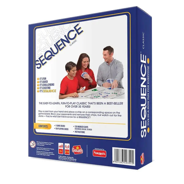 Funskool The Original Sequence, Strategy Game, Card Game, Board Game for Kids, Adults, Families, Educational, 2 to 12 Players, Family Fun, Activity Toy for Childrens, Gift Set for Kid, Ages 7+ Years