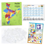 Imagimake Mapology India & World Map with Capitals |Educational Toy for Age 5+ | India & World foam map puzzle: 4 EVA frames, 10-3 pieces, 100 flags; learn states, 65+ countries, flags & capitals