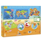 Imagimake Mapology India & World Map with Capitals |Educational Toy for Age 5+ | India & World foam map puzzle: 4 EVA frames, 10-3 pieces, 100 flags; learn states, 65+ countries, flags & capitals