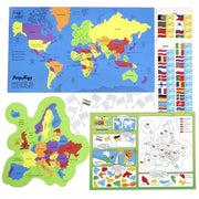 Imagimake Mapology India & World Map with Capitals |Educational Toy for Age 5+ | India & World foam map puzzle: 4 EVA frames, 10-3 pieces, 100 flags; learn states, 65+ countries, flags & capitals