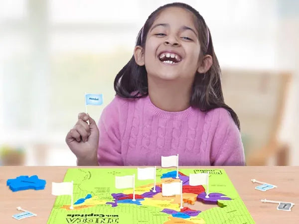 Imagimake Mapology India & World Map with Capitals |Educational Toy for Age 5+ | India & World foam map puzzle: 4 EVA frames, 10-3 pieces, 100 flags; learn states, 65+ countries, flags & capitals