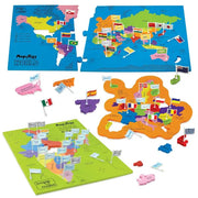 Imagimake Mapology India & World Map with Capitals |Educational Toy for Age 5+ | India & World foam map puzzle: 4 EVA frames, 10-3 pieces, 100 flags; learn states, 65+ countries, flags & capitals
