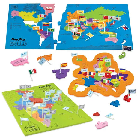 Imagimake Mapology India & World Map with Capitals |Educational Toy for Age 5+ | India & World foam map puzzle: 4 EVA frames, 10-3 pieces, 100 flags; learn states, 65+ countries, flags & capitals