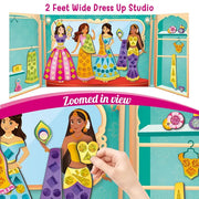 Imagimake DIY Magnetic Dress Up Indian Princess | Pretend Play Age 3+ | 15 dresses, 15 accessories, 700+ stickers & stones + bonus magnet doll & studio; mix & match Indian lehengas & sarees