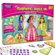 Imagimake DIY Magnetic Dress Up Indian Princess | Pretend Play Age 3+ | 15 dresses, 15 accessories, 700+ stickers & stones + bonus magnet doll & studio; mix & match Indian lehengas & sarees