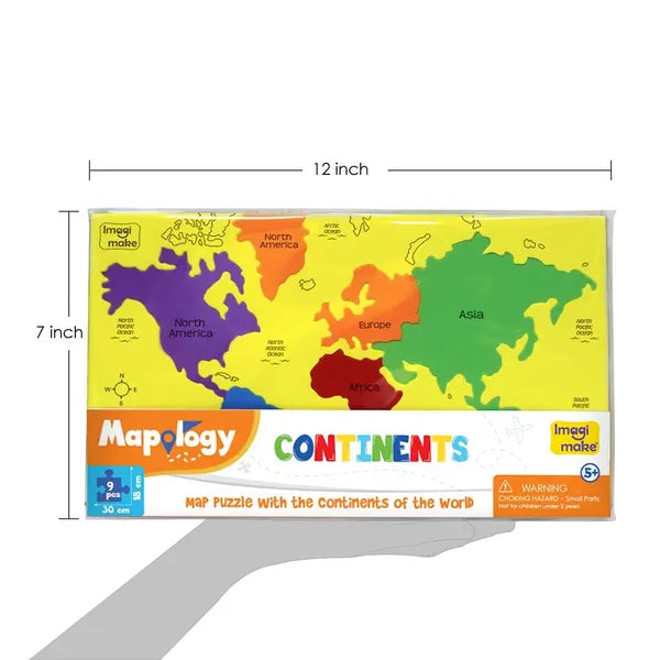 Imagimake Mapology Continents, Educational Puzzle for Kids Age 5+ | Foam world map puzzle with continent shaped pieces; learn all 7 continents: sizes, shapes & locations