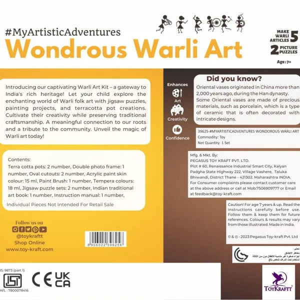 TOYKRAFTT Indian Art Forms Kits, Warli Art Painting Kit & Craft Kit for Girls 9 12, DIY Traditional Toys for Kids 9 10 Years Old Boys, 11 Year Girl Gift
