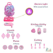 Kriiddaank Unicorn 2-in-1 Backpack Kitchen Set for Kids | Pretend Play Educational Toy with Kitchen Accessories | Fun & Learning Toy for Boys & Girls (Multicolor)