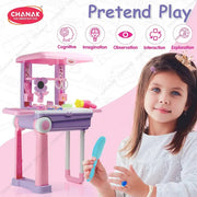 Chanak Beauty Set Suitcase On Wheel, The Ultimate Beauty Set On Wheels for Girls, Makeup Kit is Easy to Clean & Use, Portable Set with 23 Pieces for 3 Years BIS Approved. (Trolley)