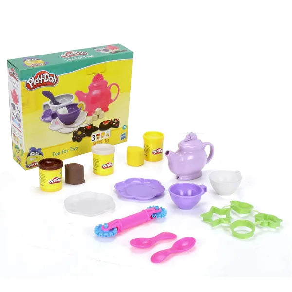 Play Doh Tea for Two Playset for Kids 3 Years and Up with 3 Non Toxic Colors Multicolor (10 Pieces) | Sweet Treats Playset for Kids