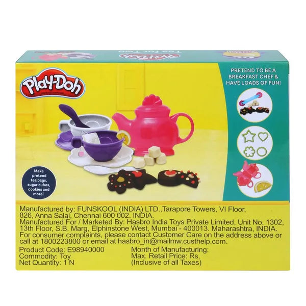 Play Doh Tea for Two Playset for Kids 3 Years and Up with 3 Non Toxic Colors Multicolor (10 Pieces) | Sweet Treats Playset for Kids