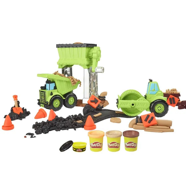 Play Doh Wheels Gravel Yard Construction Toy With Non Toxic Pavement Buildin' Compound Plus 3 Additional Colors,Multicolor