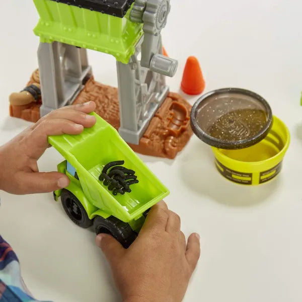 Play Doh Wheels Gravel Yard Construction Toy With Non Toxic Pavement Buildin' Compound Plus 3 Additional Colors,Multicolor