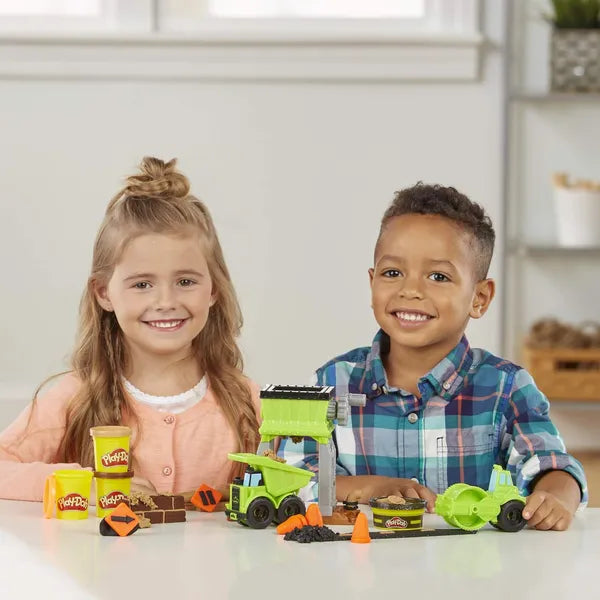 Play Doh Wheels Gravel Yard Construction Toy With Non Toxic Pavement Buildin' Compound Plus 3 Additional Colors,Multicolor