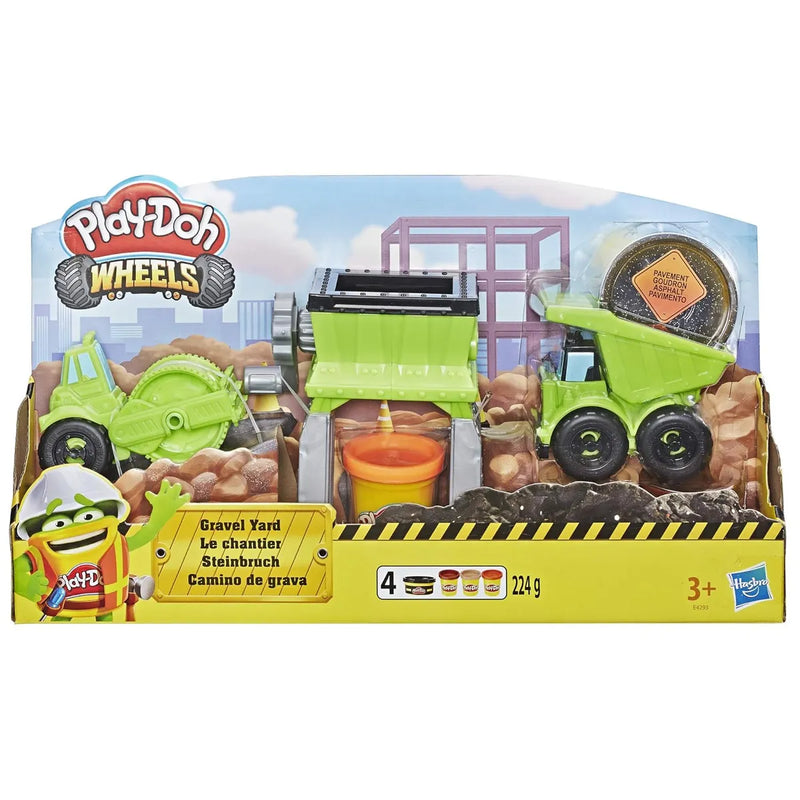 Play Doh Wheels Gravel Yard Construction Toy With Non Toxic Pavement Buildin' Compound Plus 3 Additional Colors,Multicolor