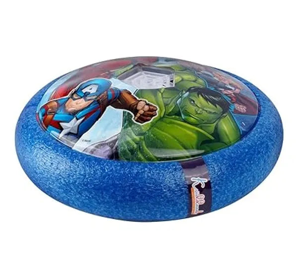 Kriiddaank Avengers Hover Football Theme Air Power Soccer Ball with LED Lights & Foam Bumpers | Safe Indoor Floating Sports Game Toy for Kids Boys & Girls Age 3+ | Ideal Birthday Gift (18cm)