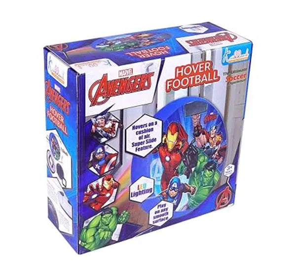 Kriiddaank Avengers Hover Football Theme Air Power Soccer Ball with LED Lights & Foam Bumpers | Safe Indoor Floating Sports Game Toy for Kids Boys & Girls Age 3+ | Ideal Birthday Gift (18cm)