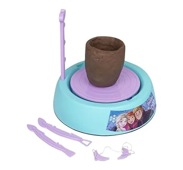 Frozen Theme Pottery Wheel Kit for Kids Elsa & Anna Clay Art & Craft Set with 800g Clay,6 Acrylic Paints & Sculpting Tools Educational DIY Pottery Making Toy for Girls Age 8+