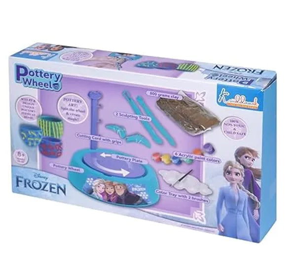 Frozen Theme Pottery Wheel Kit for Kids Elsa & Anna Clay Art & Craft Set with 800g Clay,6 Acrylic Paints & Sculpting Tools Educational DIY Pottery Making Toy for Girls Age 8+