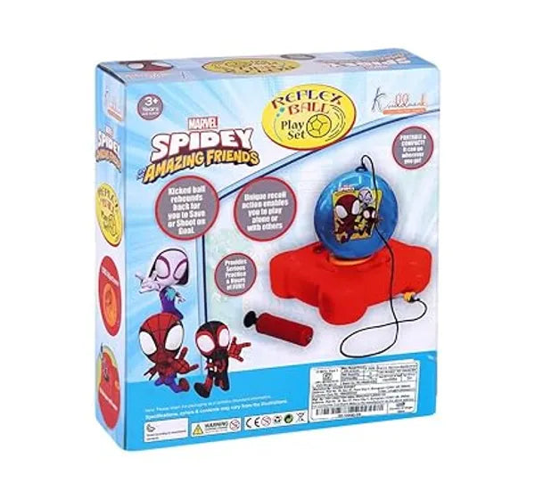 Spiderman Reflex Soccer Ball Solo Training Kit for Kids | Indoor & Outdoor Football Trainer with Recoil Action | Marvel Superhero Sports Toy for Boys 3+ Years | Portable Skill Building Set