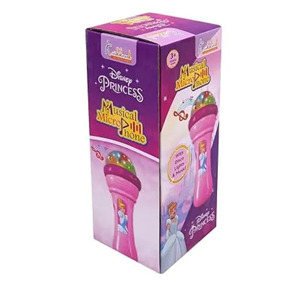 Disney Princess Musical Microphone for Kids Pink Karaoke Singing Mic with Rotating Disco Lights & Projector, Interactive Learning Sound Toy for Girls 3+ Years, Ideal Birthday Gift