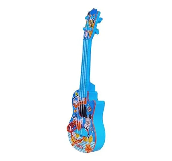 Disney Mickey Mouse Small Guitar for Kids 4 String Toy Musical Instrument with Adjustable Tension, Fingerstyle Tab & Pick Portable, Safe & Educational Gift for Boys & Girls Ages 3+