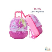 Kriiddaank Barbie 2-in-1 Backpack Kitchen Set for Kids | Pretend Play Educational Toy with Kitchen Accessories | Fun Learning Toy for Boys & Girls Age 3+ (Pink)