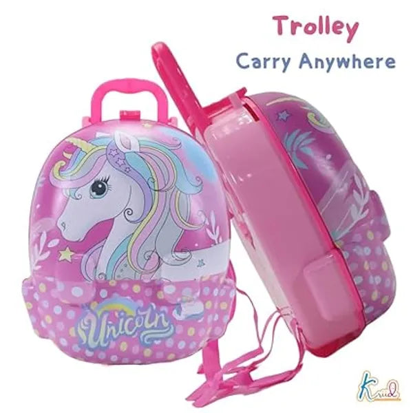 Kriiddaank Unicorn 2-in-1 Backpack Kitchen Set for Kids | Pretend Play Educational Toy with Kitchen Accessories | Fun & Learning Toy for Boys & Girls (Multicolor)