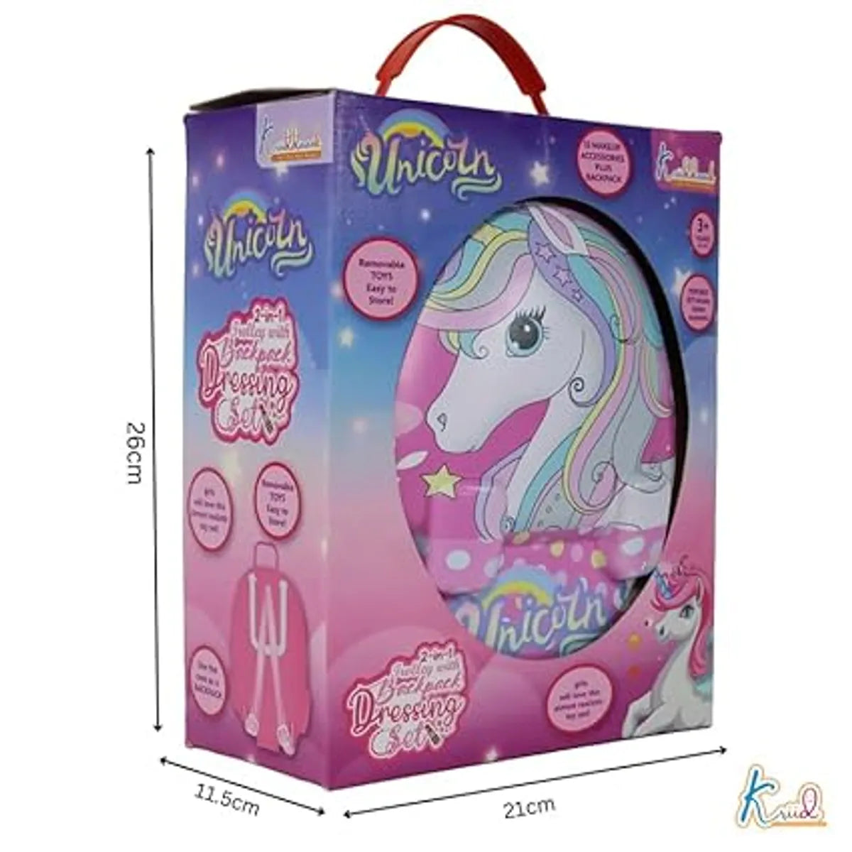 Kriiddaank Unicorn 2-in-1 Backpack Kitchen Set for Kids | Pretend Play Educational Toy with Kitchen Accessories | Fun & Learning Toy for Boys & Girls (Multicolor)
