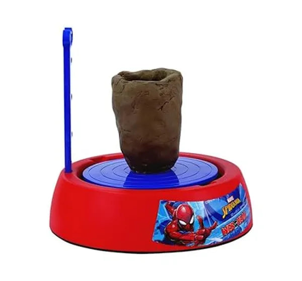 Spiderman Pottery Wheel Modeling Set for Kids, Complete Clay Sculpting, Art & Craft Kit with 800g Clay,Paints & Tools |Educational DIY Toy for Boys & Girls 8+ | Battery Operated with Music