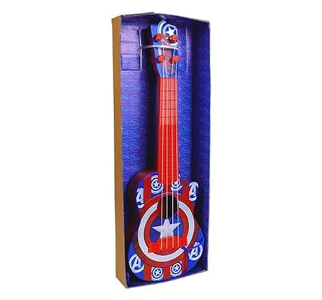 Kriiddaank Avenger Theme 4 String Guitar for Kids Small Electric & Classical Style Toy Instrument for Beginners Fun Educational Musical Toy|Birthday Gift for Boys & Girls Age 3+ Red