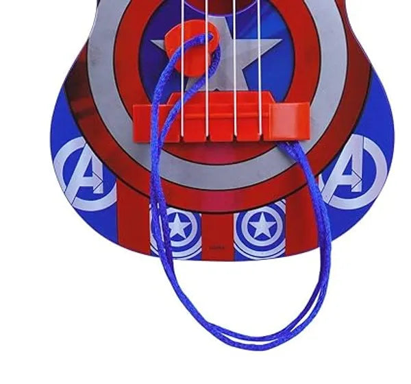 Kriiddaank Avenger Theme 4 String Guitar for Kids Small Electric & Classical Style Toy Instrument for Beginners Fun Educational Musical Toy|Birthday Gift for Boys & Girls Age 3+ Red
