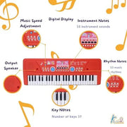 Peppa Pig Theme Musical Keyboard Piano for Toddlers with Microphone & USB Educational Learning Gift Toy for Kids 3+ Years 8 Rhythms, 8 Instrument Sounds, Non Toxic & Child Safe