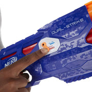 Nerf Dual Strike Blaster Fires Elite and Mega Darts Includes 3 Official Elite Darts and 3 Official Mega Darts, Multicolor