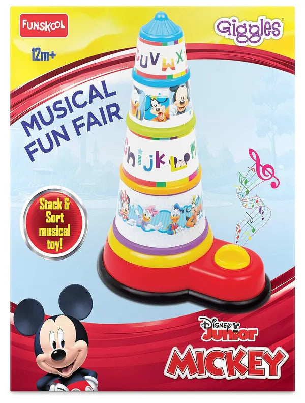 Giggles Disneys Musical Fun Fair,Multicolour Musical Stacking Toy, Helps to Sort,Stack and Nest,12 Months&Above,Infant and Preschool Toys Pack of 1 Piece