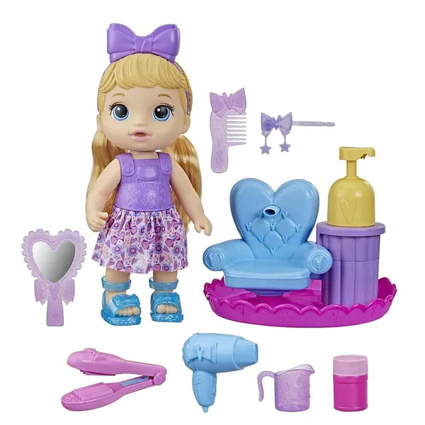 Baby Alive Sudsy Styling Doll, 12 Inch Toy for Kids Ages 3 and Up, Includes Baby Doll Salon Chair, Accessories, Bubble Solution, Blonde Hair