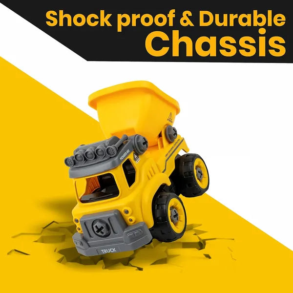 3 In 1 Diy Take Apart Toy Trucks Excavator Cement Mixer Dump Truck Assembly Construction Vehicles With 2 In 1 Controller Remote Control Electric Screw Driver For Children Above 3 Years