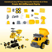3 In 1 Diy Take Apart Toy Trucks Excavator Cement Mixer Dump Truck Assembly Construction Vehicles With 2 In 1 Controller Remote Control Electric Screw Driver For Children Above 3 Years