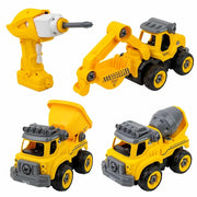 3 In 1 Diy Take Apart Toy Trucks Excavator Cement Mixer Dump Truck Assembly Construction Vehicles With 2 In 1 Controller Remote Control Electric Screw Driver For Children Above 3 Years